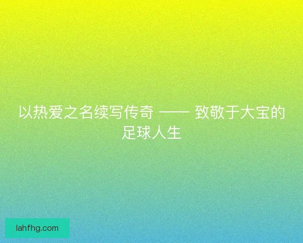 以热爱之名续写传奇 —— 致敬于大宝的足球人生