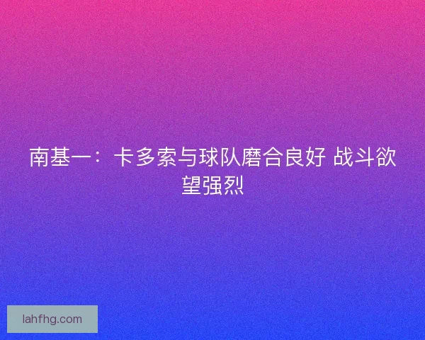南基一：卡多索与球队磨合良好 战斗欲望强烈