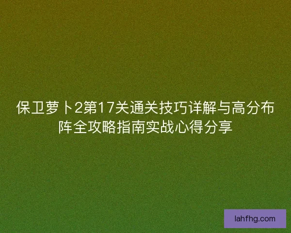 保卫萝卜2第17关通关技巧详解与高分布阵全攻略指南实战心得分享
